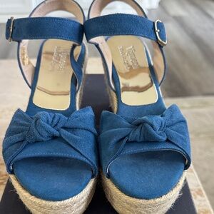 Blue Suede Women's Wedges , Made in Spain